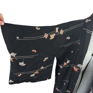 Japanese Kimono Jacket One Size Black Floral